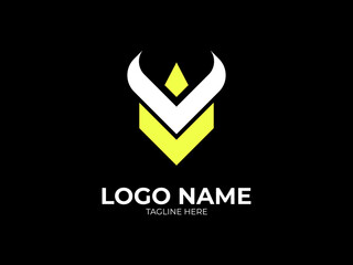 modern gaming logo with bull horn emblem