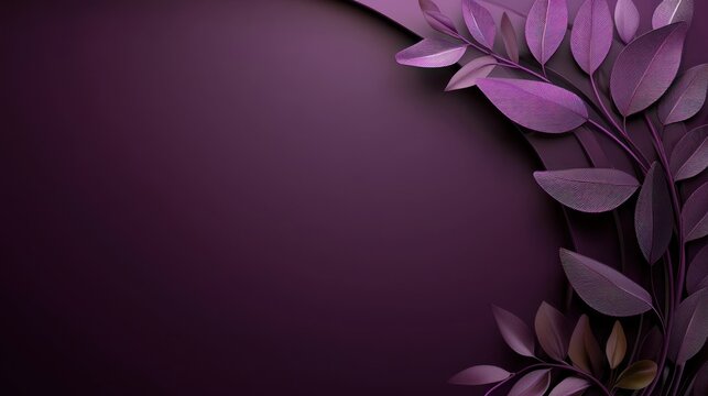 Elegant purple leaves frame,  background design
