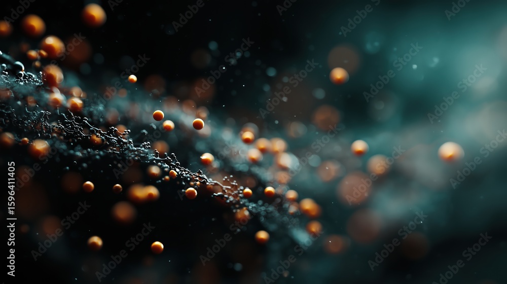 Poster floating particles create mesmerizing patterns in a dynamic display of movement and color