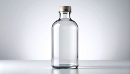Transparent Glass Bottle for Packaging, Storage, or Cosmetic Use on Isolated Background