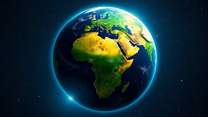 Fototapeta premium A vibrant green Earth globe floating among stars in a cosmic setting.