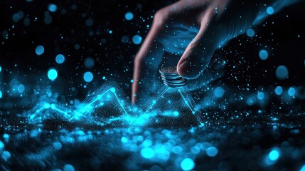 Hand placing coins on a financial graph