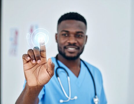 medical app, healthcare system, secure data, and doctor office. Healthcare provider operating digital health interface, secure, efficient, and modern approach to health information management.