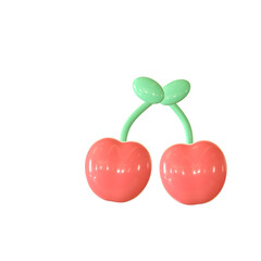 3D Cherry Illustration, Cute Red Fruit, Kawaii Style