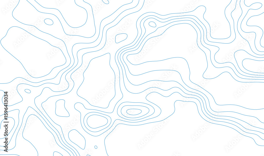 Poster blue minimal lines topographic contour map abstract tech background. vector graphic design