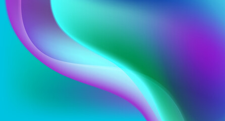 Abstract bright liquid fluid gradient waves futuristic background. Glowing retro smooth wavy vector design