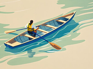 Fototapeta premium Person rowing boat