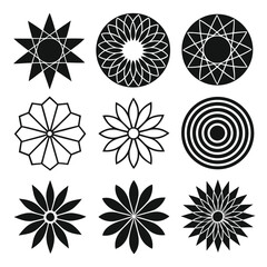 Geometric Floral Sunburst Mandala Patterns vector