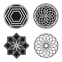 Fototapeta premium Geometric Mandala Patterns Black White abstract