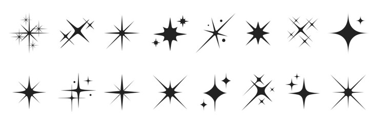 Obraz premium star sparkle twinkle star burst flash vector silhouettes shining lights glitters sparks bright stars