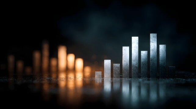 Dramatic data visualization with illuminated bar graph