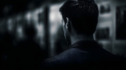 Job seeker scanning employment board during economic recession