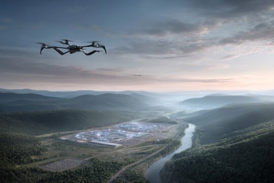 Solar-powered plant: aerial view highlights innovation in manufacturing. Clean energy. British auto sector embraces change with drive35 initiative for innovation. Electric cars.