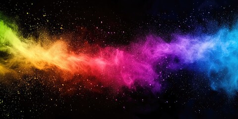 Obraz premium Horizontal rainbow powder streak with dust trails for energetic design