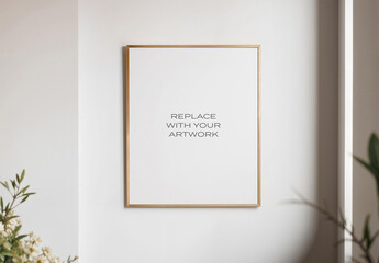 Frame Interior Canvas Wall Art Poster Room Mockup Template Blank Paper Texture