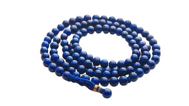 Buddhist mala beads japa mala on white background