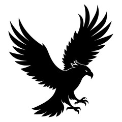 Minimalist Black Eagle in Flight