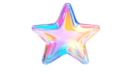Obraz premium a glass star sign icon illustration iridescent decorated on white background