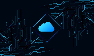 Modern cloud technology futuristic, online storage, work from home	
