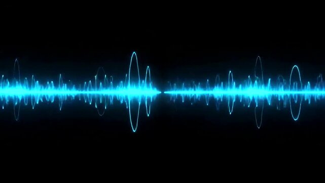 Digital audio waves with glow effect visualize sound electronic signal or musical recording on