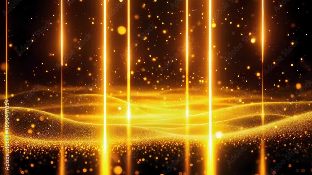 Poster golden light sparkles and shimmering particles creating a dreamy background