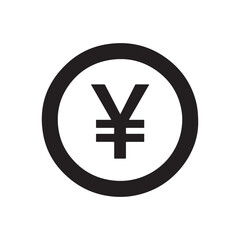 Obraz premium Black round shape with japanese yen symbol icon silhouette vector flat illustration design