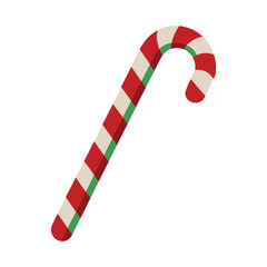 Fototapeta premium Vector illustration of a red white and green striped Christmas candy cane on a white background