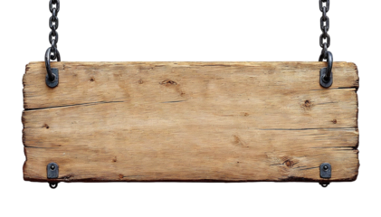 Wooden Signboard Hanging by Chains
