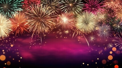 Happy 4th of July Banner design showing festive fireworks