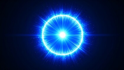 Obraz premium Bright blue circle radiating light