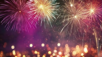 Fototapeta premium Happy 4th of July Banner design showing festive fireworks
