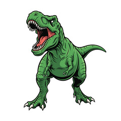 Fototapeta premium Green T-rex roaring Illustration isolated on white background