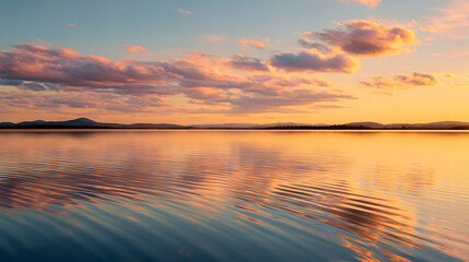 Golden Hour Reflections On Desert Lake For Serene Nature Or Scenic Visuals
