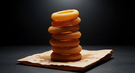 Golden Stack: Crispy Onion Rings Delight (AI Generated)