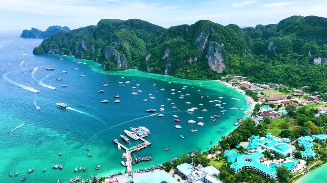Aerial view of the Phi Phi Island in the Krabi Province, Thailand