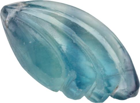 Carved Fluorite Leaf – Blue to Purple Gradient Gemstone PNG

