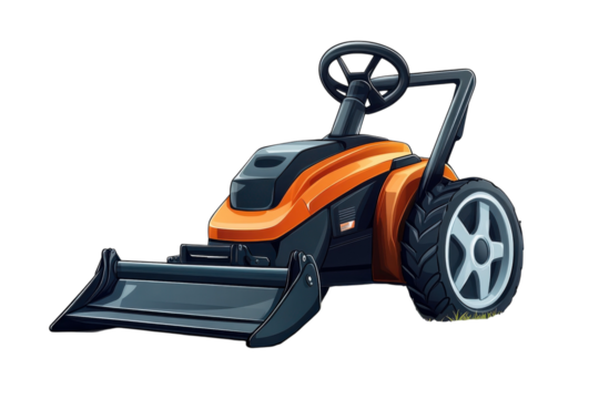 The tenacious spirit of a compact orange front loader ready to tackle any job with detailed on transparent background