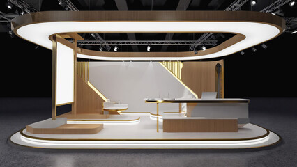 Modern Trade Show Booth in Exhibition Hall