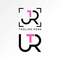 Logo design graphic concept creative premium vector stock image top sell letter JR or UTR font connected cut style mark monogram typography brand type