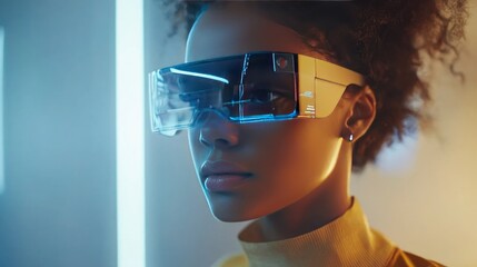 Young woman wearing vr glasses