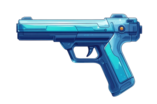 An enigmatic sci fi energy pistol gleaming with futuristic potential a symbol of advanced on transparent background
