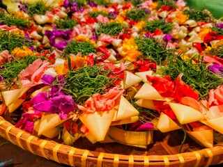 A vibrant offering of colors and devotion. These Balinese canang sari are a symbol of gratitude and...