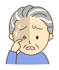 片目が見えなくなって焦るシニア男性