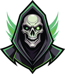 A grim reaper gaming mascot logo icon.