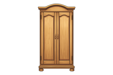 Classic wooden armoire standing proudly whispering tales of organization and timeless style on transparent background
