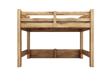 Cozy dreams await in a rustic solid wood bunk bed perfect for kids sharing space inspiring on transparent background