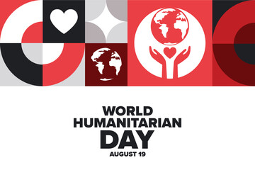 World Humanitarian Day. August 19. Holiday concept. Template for background, banner, card, poster with text. Vector EPS10 illustration.