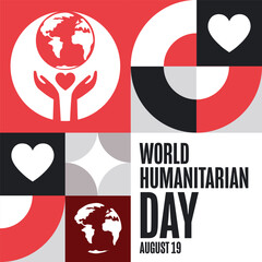 World Humanitarian Day. August 19. Holiday concept. Template for background, banner, card, poster with text. Vector EPS10 illustration.