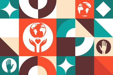 World Humanitarian Day. August 19. Seamless geometric pattern. Template for background, banner, card, poster. Vector EPS10 illustration.