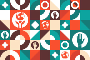 World Humanitarian Day. August 19. Seamless geometric pattern. Template for background, banner, card, poster. Vector EPS10 illustration.